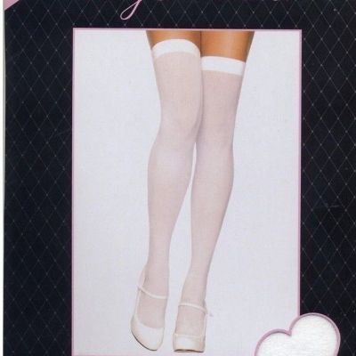 Opaque Thigh High Stockings Nylon Adult Plus Size White Leg Avenue 6672 Q